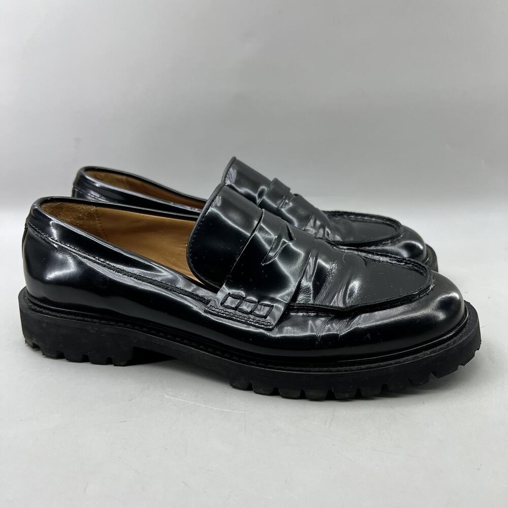 Thursday Penny Lug Sole Loafer Women Size 8.5 Black Patent Leather Casual Shoes